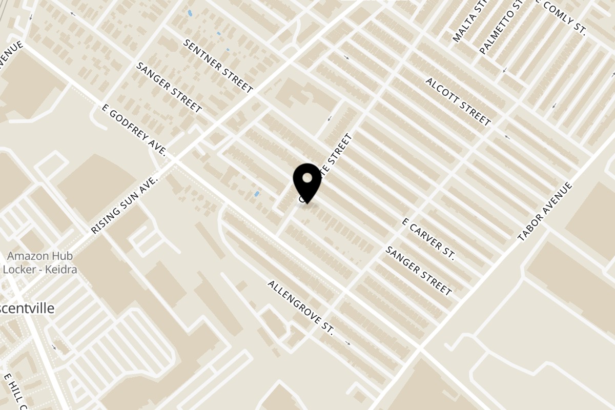 Map showing the location of Philly Latin Taste on 554 Sanger St in Philadelphia